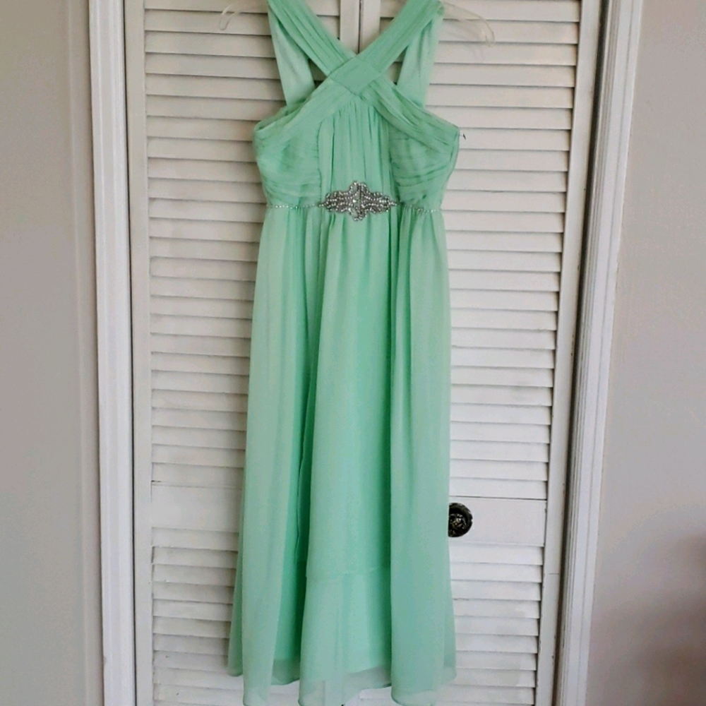 Grecian Style Seafoam Green Gown, Size 12